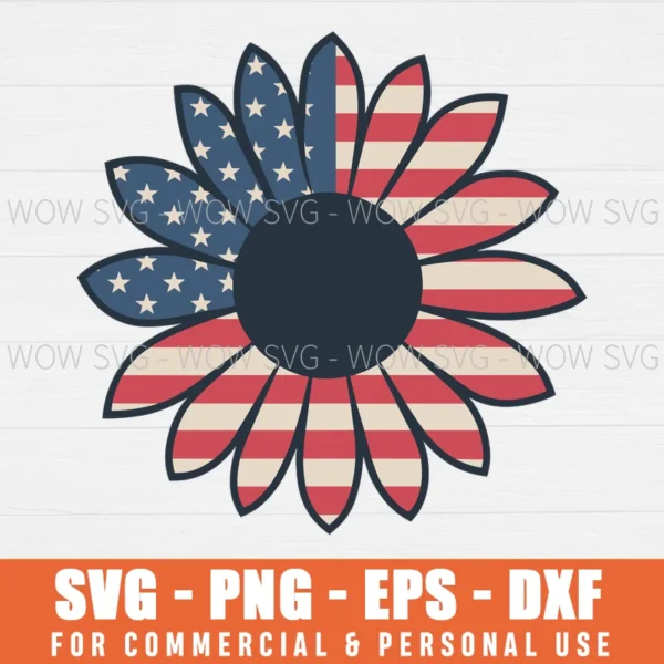 SUNFLOWER SVG PATRIOTIC SVG USA FLAG DAY SVG PNG EPS DXF, CRICUT FILES, SVG FILES CLIP ART