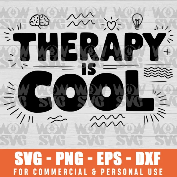 MENTAL HEALTH MATTERS THERAPY IS COOL AWARENESS POSITIVE MENTAL HEALTH AWARENESS SVG PNG EPS DXF CRICUT FILE SILHOUETTE ART