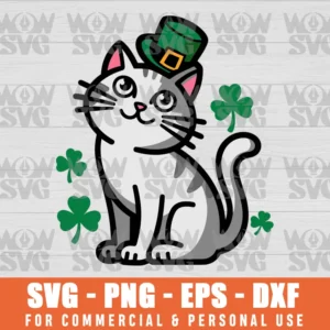 ST PATRICK CAT, ST PATRICK'S DAY SVG PNG EPS DXF, CRICUT FILE, SVG FILES CLIP ART