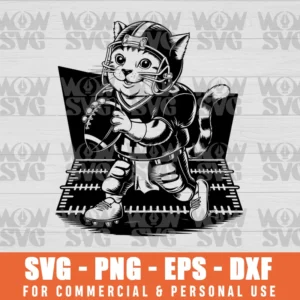 SPORT AMERICAN FOOTBALL CAT SHORTHAIR CAT ANIME KITTEN FANTASY FOOTBALL SVG FILE PNG EPS DXF CRICUT FILE SILHOUETTE ART