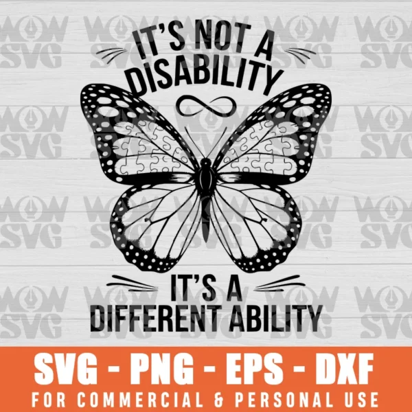 A DIFFERENT ABILITY NOT A DISABILITY, AUTISM SVG PNG EPS DXF CRICUT FILE SILHOUETTE ART