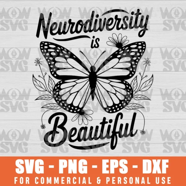 NEURODIVERSITY IS BEAUTIFUL FLOWER SPED AAC AUTISM AWARENESS SVG PNG EPS DXF CRICUT FILE SILHOUETTE ART