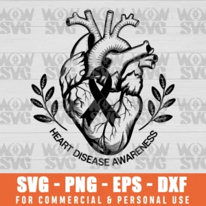 HEART DISEASE SVG HEART DISEASE AWARENESS SVG PNG EPS DXF CRICUT FILE SILHOUETTE ART
