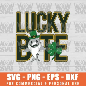 LUCKY BITE SVG PATRICK'S DAY CUT FILES, LUCKY SHAMROCK PNG EPS DXF CRICUT FILE SILHOUETTE ART