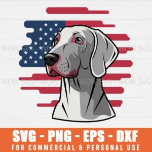 USA FLAG SVG 4TH OF JULY SVG MERICAN WEIMARANER LOVER SVG PNG EPS DXF, CRICUT FILES, SVG FILES CLIP ART