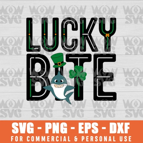 LUCKY BITE SVG LUCKY SVG, IRISH SVG, SHAMROCK SVG PNG EPS DXF CRICUT FILE SILHOUETTE ART