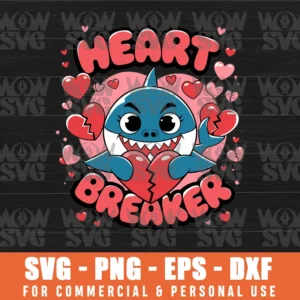 HEART BREAKER SHARK SVG FILE PNG EPS DXF CRICUT FILE SILHOUETTE ART