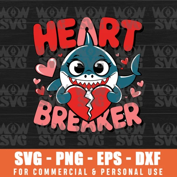 HEARTBREAKER SHARK SVG PNG EPS DXF CRICUT FILE SILHOUETTE ART