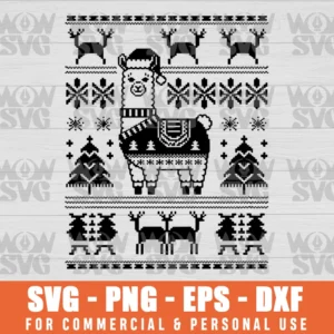 UGLY LLAMA CHRISTMAS SVG PNG EPS DXF CRICUT FILE SILHOUETTE ART