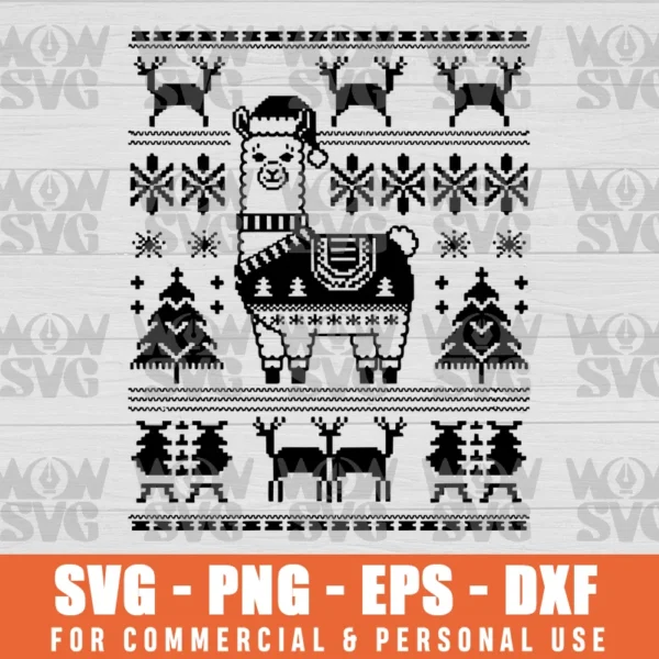 UGLY LLAMA CHRISTMAS SVG PNG EPS DXF CRICUT FILE SILHOUETTE ART