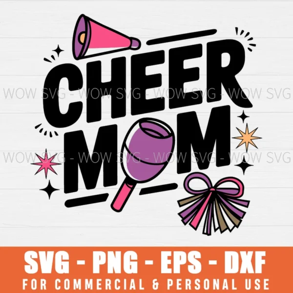 CHEER MOM SVG PNG EPS DXF, CRICUT FILES, SVG FILES CLIP ART