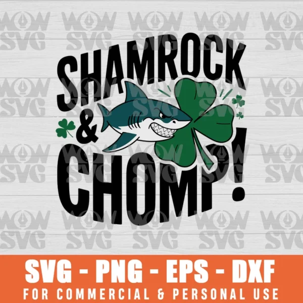 ST PATRICKS DAY SHAMROCK SHARK SVG PNG EPS DXF