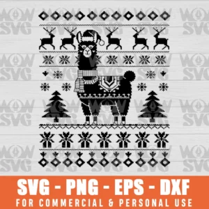 LLAMA WITH UGLY CHRISTMAS SVG, PNG, EPS, CRICUT