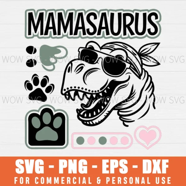 MAMASAURUS BRONTOSAURUS AND MAMASAURUS REX DINOSAUR MOM FUNNY FOR MOTHERS DAY SVG PNG EPS DXF, CRICUT FILES, SVG FILES CLIP ART