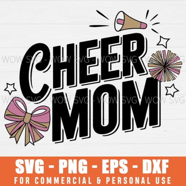 CHEER MOM, MEGAPHONE SVG PNG EPS DXF, CRICUT FILES, SVG FILES CLIP ART
