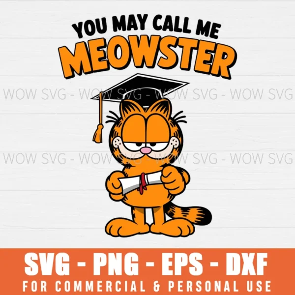 GARFIELD GRADUATION SVG FUNNY CAT GRAD SVG MASTERS DEGREE SVG PNG EPS DXF, CRICUT FILES, SVG FILES CLIP ART