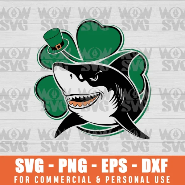 ST PATRICK SHARK VECTORS SVG PNG EPS DXF CRICUT FILE SILHOUETTE ART