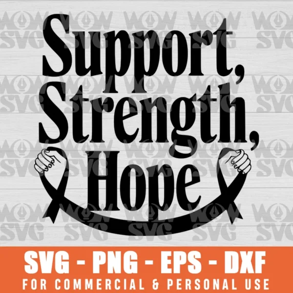 SUPPORT STRENGTH HOPE, FAITH, BREAST CANCER AWARENESS SVG PNG EPS DXF CRICUT FILE SILHOUETTE ART