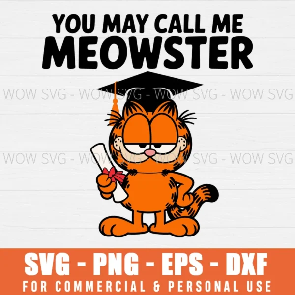 GARFIELD STUDENT SVG CAT LOVER GRADUATION SVG GRADUATION GRADUATE SVG PNG EPS DXF, CRICUT FILES, SVG FILES CLIP ART