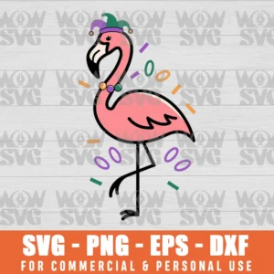 CUTE MARDI GRAS FLAMINGO SVG PNG EPS DXF, CRICUT FILE, SVG FILES CLIP ART