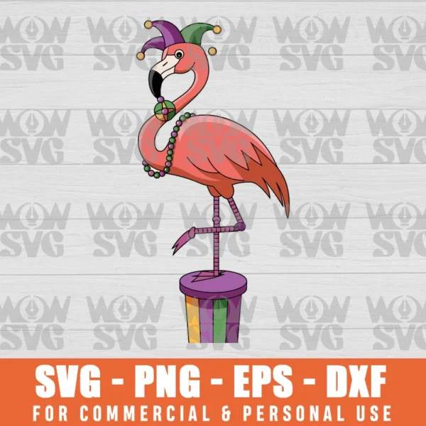 MARDI GRAS FLAMINGO, MARDI GRAS CELEBRATE, MARDI GRAS CARNIVAL SVG PNG EPS DXF, CRICUT FILE, SVG FILES CLIP ART