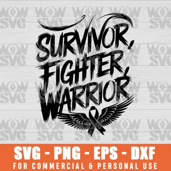 FIGHTER WARRIOR SURVIVOR, BREAST CANCER AWARENESS SVG PNG EPS DXF CRICUT FILE SILHOUETTE ART