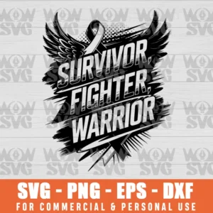 FIGHTER SURVIVOR, BREAST CANCER AWARENESS SVG PNG EPS DXF CRICUT FILE SILHOUETTE ART