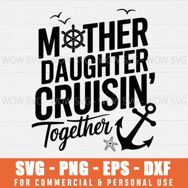 RETRO MOTHERS DAY MOTHER DAUGHTER CRUISIN TOGETHER SVG PNG EPS DXF, CRICUT FILES, SVG FILES CLIP ART