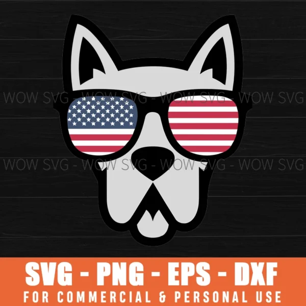 DOG 4TH OF JULY SVG AMERICANA DOG SVG PATRIOTIC DOG SVG PNG EPS DXF, CRICUT FILES, SVG FILES CLIP ART