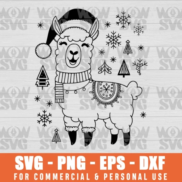LLAMA SANTA HAT SVG FILE SVG PNG EPS DXF CRICUT FILE