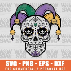 MARDI GRAS SUGAR SKULL CARNIVAL NEW ORLEANS TRIP, FUNNY SUGAR SKULL MARDI GRAS PARTY SVG PNG EPS DXF, CRICUT FILE, SVG FILES CLIP ART