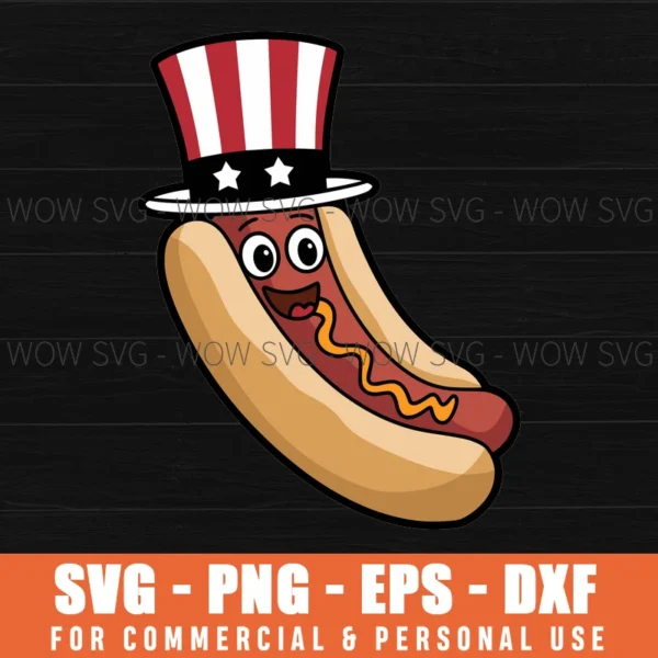 PATRIOTIC HOT DOG SVG AMERICAN FLAG SVG USA FUNNY 4TH OF JULY SVG PNG EPS DXF, CRICUT FILES, SVG FILES CLIP ART