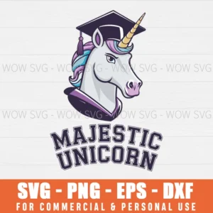 MAJESTIC UNICORN SVG PHD GRADUATE SVG PH.D VARSITY GRADUATION SVG PNG EPS DXF, CRICUT FILES, SVG FILES CLIP ART