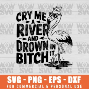 CRY ME A RIVER AND DROWN IN IT BITCH SVG, FLAMINGO SVG PNG EPS DXF CRICUT FILE SILHOUETTE ART