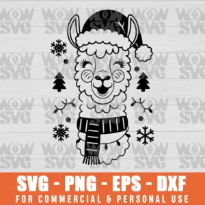 LLAMA SANTA HAT SVG FILES, CHRISTMAS SVG, SANTA SVG PNG EPS DXF CRICUT FILE SILHOUETTE ART