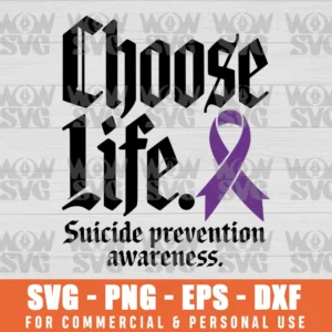 SUICIDE PREVENTION AWARENESS CHOOSE LIFE SEMICOLON GOTHIC SVG PNG EPS DXF CRICUT FILE SILHOUETTE ART