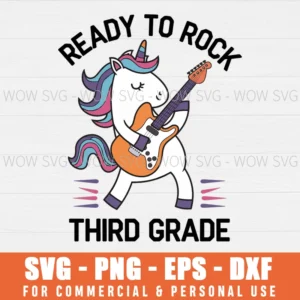 READY TO ROCK 3RD GRADE BACK TO SCHOOL SVG PNG EPS DXF, CRICUT FILES, SVG FILES CLIP ART