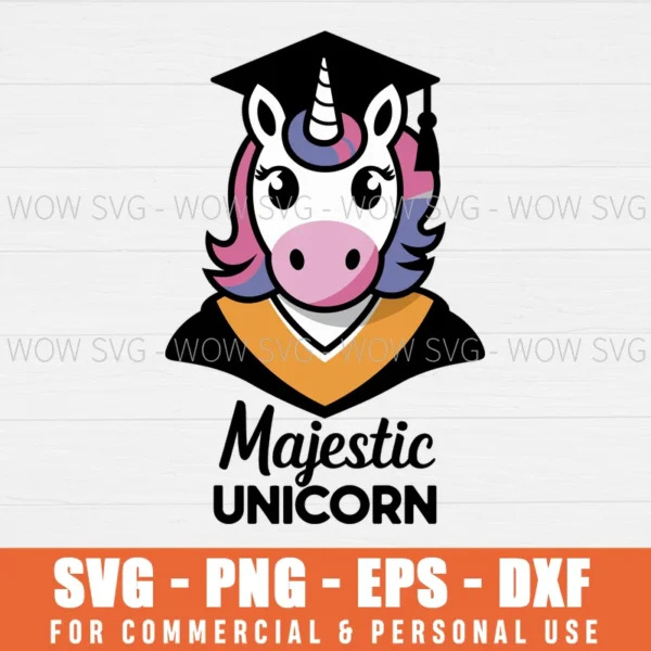 MAJESTIC UNICORN PHD SVG GRADUATE PH.D GRADUATION DOCTORATE SVG PNG EPS DXF, CRICUT FILES, SVG FILES CLIP ART