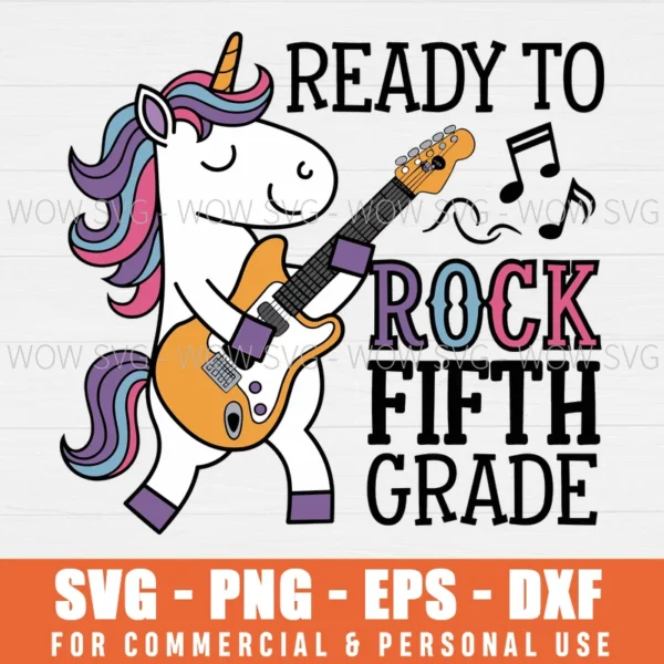 READY TO ROCK 5TH GRADE BACK TO SCHOOL SVG PNG EPS DXF, CRICUT FILES, SVG FILES CLIP ART