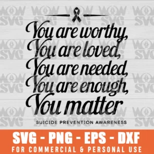 SUICIDE PREVENTION AWARENESS POSITIVE MOTIVATIONAL SUPPORT SVG PNG EPS DXF CRICUT FILE SILHOUETTE ART