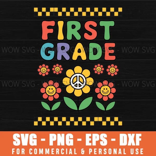 FIRST GRADE BACK TO SCHOOL SVG PNG EPS DXF, CRICUT FILES, SVG FILES CLIP ART