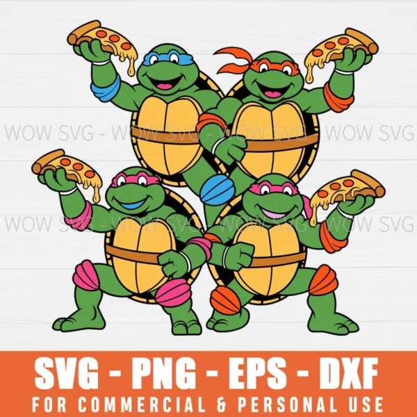 TEENAGE MUTANT NINJA TURTLES PIZZA SVG NATIONAL PIZZA DAY SVG PNG EPS DXF, CRICUT FILES, SVG FILES CLIP ART