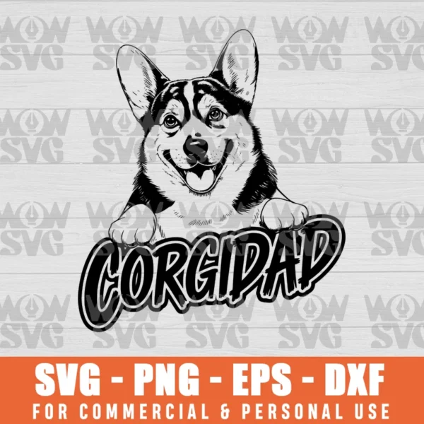 CORGI SVG CUT FILE, CORGI DAD SVG PNG EPS DXF CRICUT FILE SILHOUETTE ART