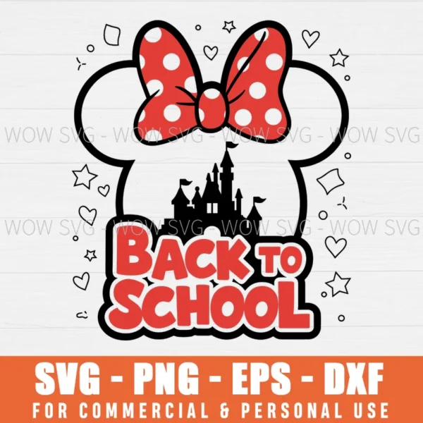 BACK TO SCHOOL MINNIE MOUSE HEAD SVG PNG EPS DXF, CRICUT FILES, SVG FILES CLIP ART