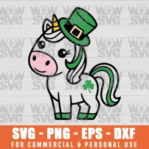 ST PATRICKS DAY UNICORN, CUTE SAINT PATTYS GIRLS LEPRICORN SVG PNG EPS DXF, CRICUT FILE, SVG FILES CLIP ART