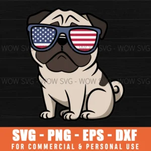 DOG LOVER SVG AMERICAN PUG SVG USA INDEPENDENCE DAY SVG 4TH OF JULY SVG PNG EPS DXF, CRICUT FILES, SVG FILES CLIP ART
