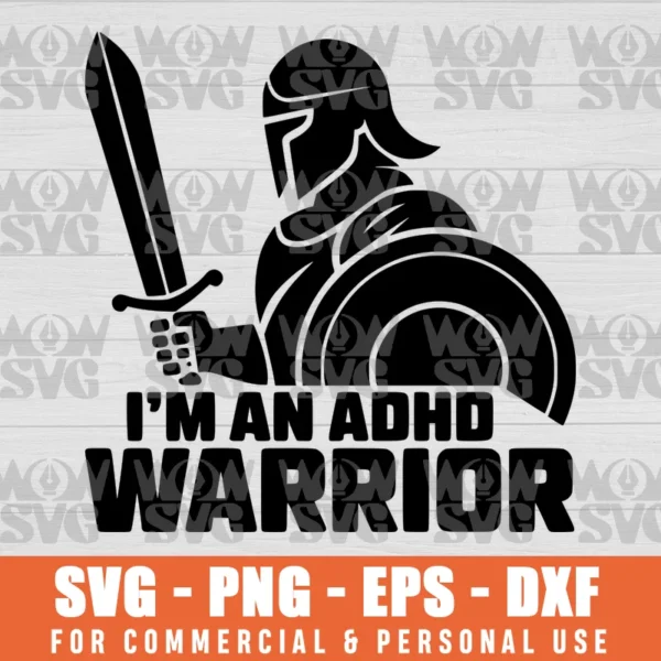 SVG DESIGN THUMBNAIL - ADHD GLADIATOR SVG I'M AN ADHD WARRIOR