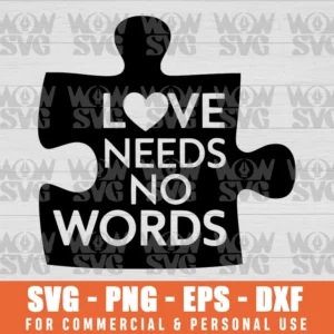 SVG DESIGN THUMBNAIL - Autism Awareness Shirt Love Needs No Words