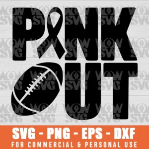 SVG DESIGN THUMBNAIL - Pink Out American Football Game Day Breast Cancer Awareness