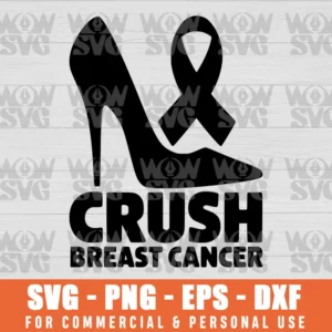 SVG DESIGN THUMBNAIL - Crush Breast Cancer Awareness Bling Pink Ribbon High Heel